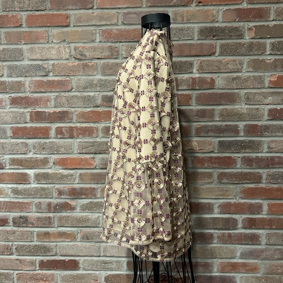 Calvin Klein Gold & Purple Design Over Tan Lining Size Large - Picture 4 of 8